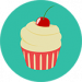 Illustration of a cupcake against a green, plain background