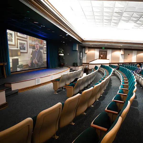 People in the Focus on the Family Welcome Center theater.